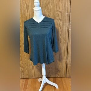 Elegant Teal Long Sleeve V-Neck Top